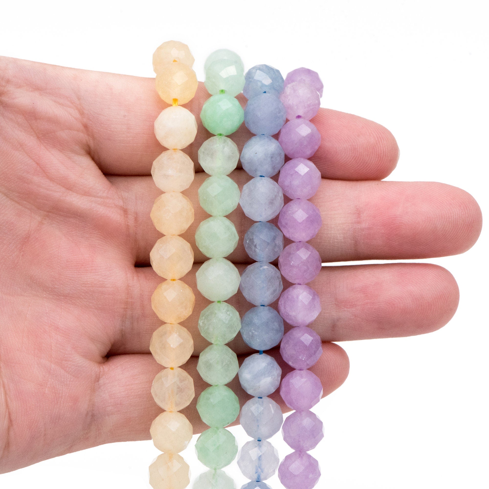 8mm Faceted Round Quartz Beads, Gemstone Beads, Full 15 inch strands (TR-025)